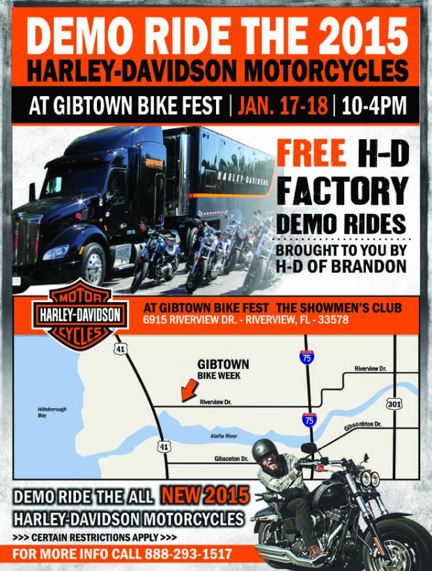 Brandon H-D Demo Ride 2015 Gibtown Bike Fest