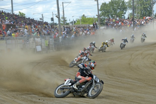 BAKER RIDES FACTORY HARLEY TO FLAT TRACK SWEEP AT LIMA