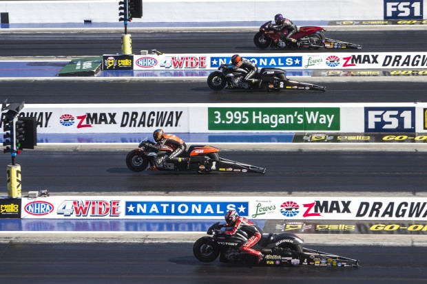 HARLEY-DAVIDSON V-ROD AND ANDREW HINES CHARGE TO VICTORY AT NHRA FOUR-WIDE NATIONALS IN CHARLOTTE