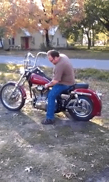 first ride on a Harley goes wrong