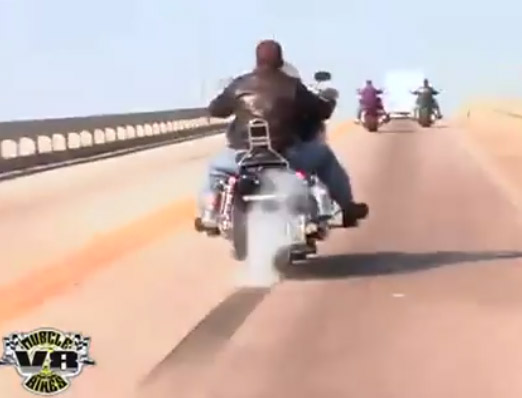 Video of Insane V8 Motorcycles burning rubber