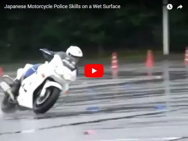 Motorcycle Police Skills on a Wet Surface