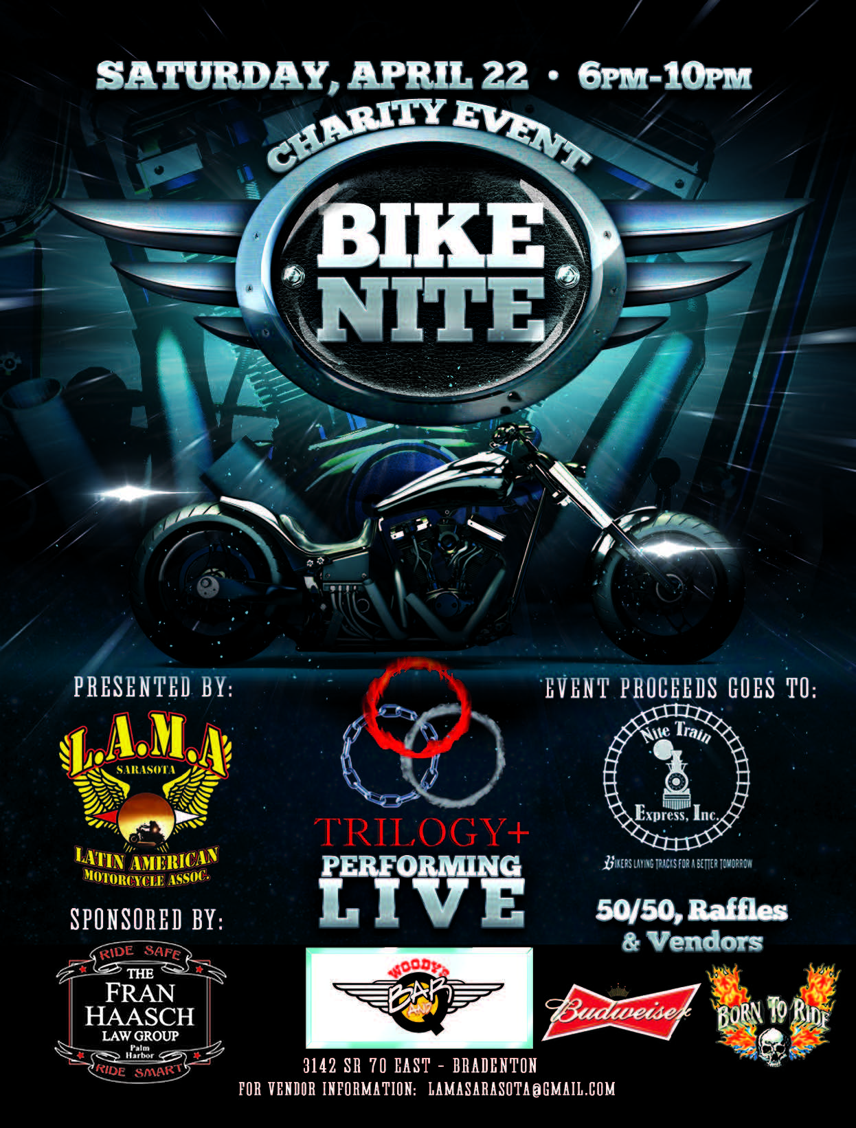 Charity Bike Nite at Woody’s Bar & Grill Born To Ride Motorcycle