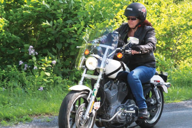 A Lady and a Moose on a Harley