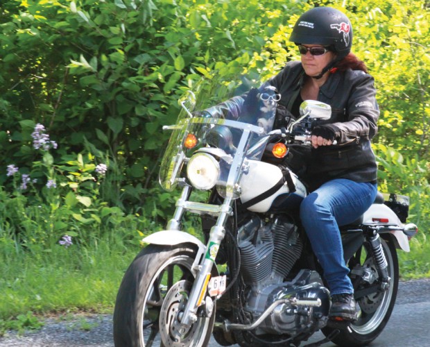 A Lady and a Moose on a Harley