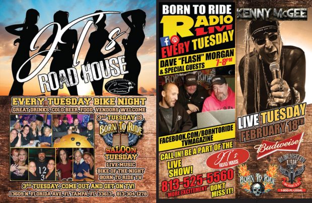 Born To Ride Radio Live with Dave “Flash” Morgan and Special Guests During JT’s Road House Tuesday Bike Nights