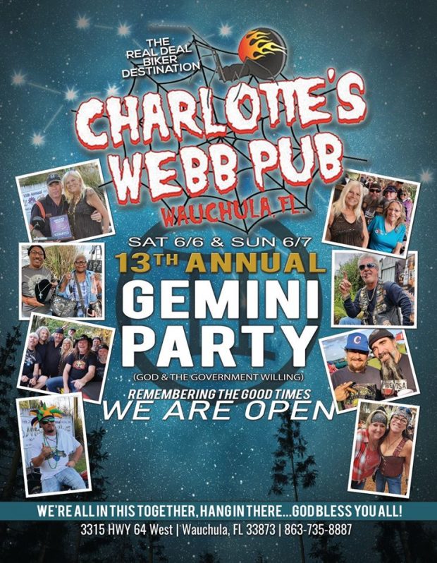 Charlotte’s Webb Pub 13th Annual Gemini Party – Rain Or Shine!