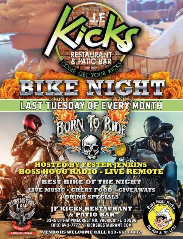 J.F. Kicks Bike Night (Last Tuesday of every Month!)