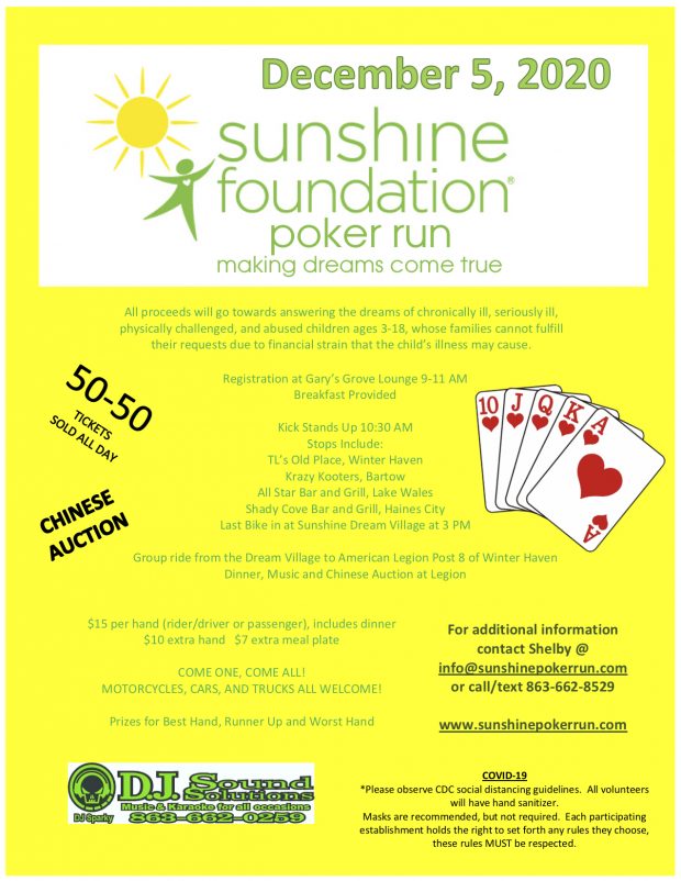 Second Annual Sunshine Foundation Poker Run