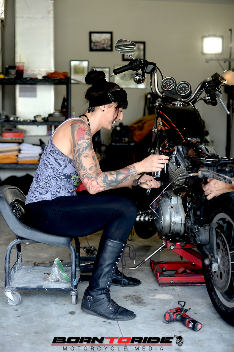 Born To Ride Motorcycle Babe Of The Week Brittany Working On Bike 10 Born To Ride 5806