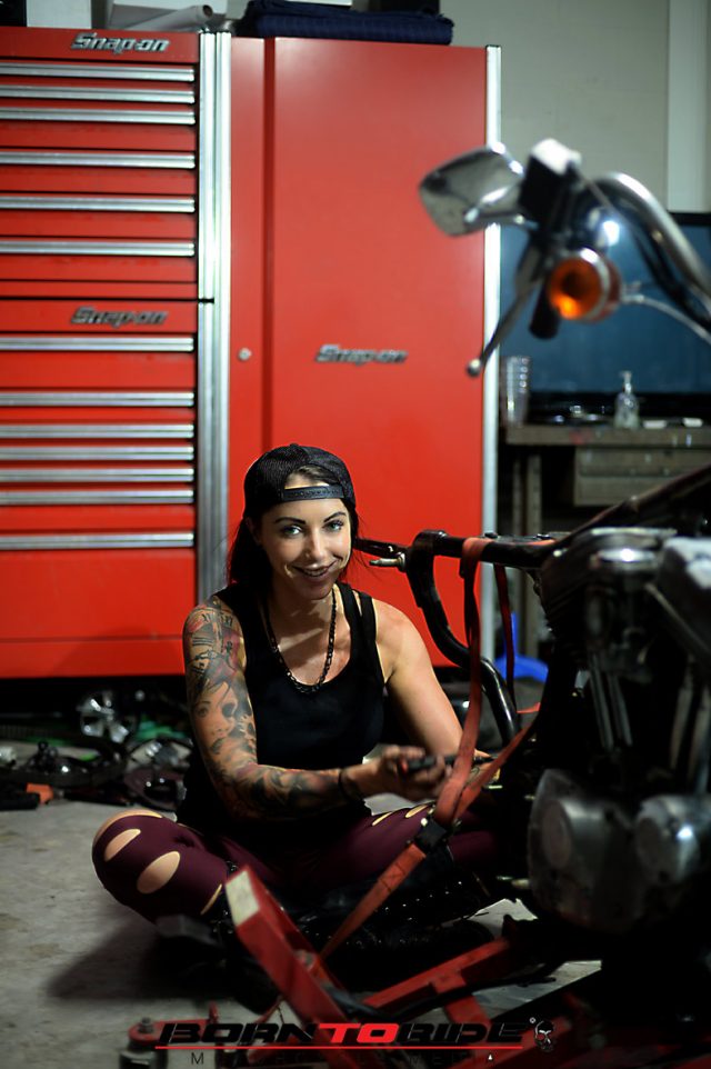 Born To Ride Motorcycle Babe Of The Week Brittany Working On Bike 107 Born To Ride 4879