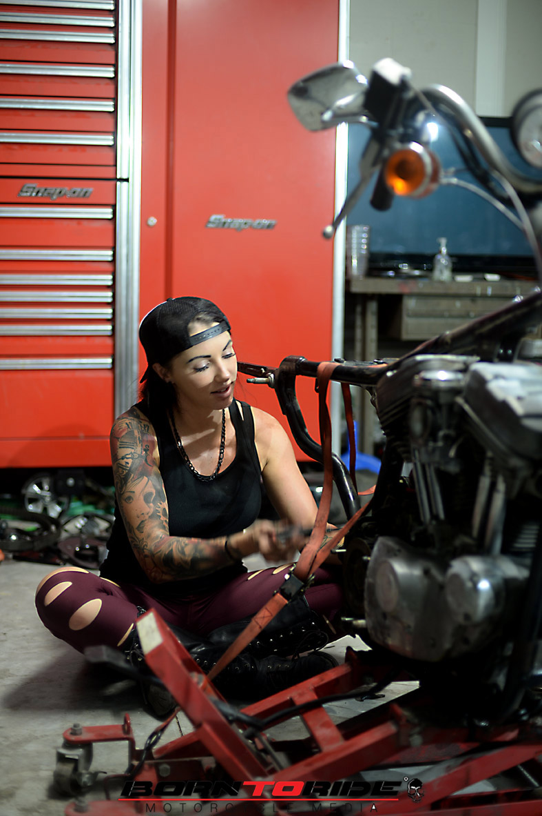 Born To Ride Motorcycle Babe Of The Week Brittany Working On Bike 109 Born To Ride 9081