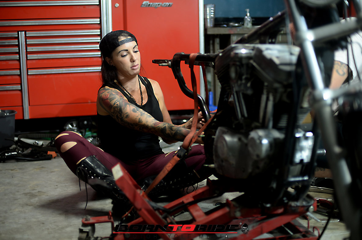 Born To Ride Motorcycle Babe Of The Week Brittany Working On Bike 111 Born To Ride 4291