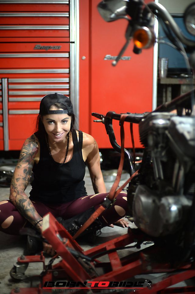 Born To Ride Motorcycle Babe Of The Week Brittany Working On Bike 112 Born To Ride 9585