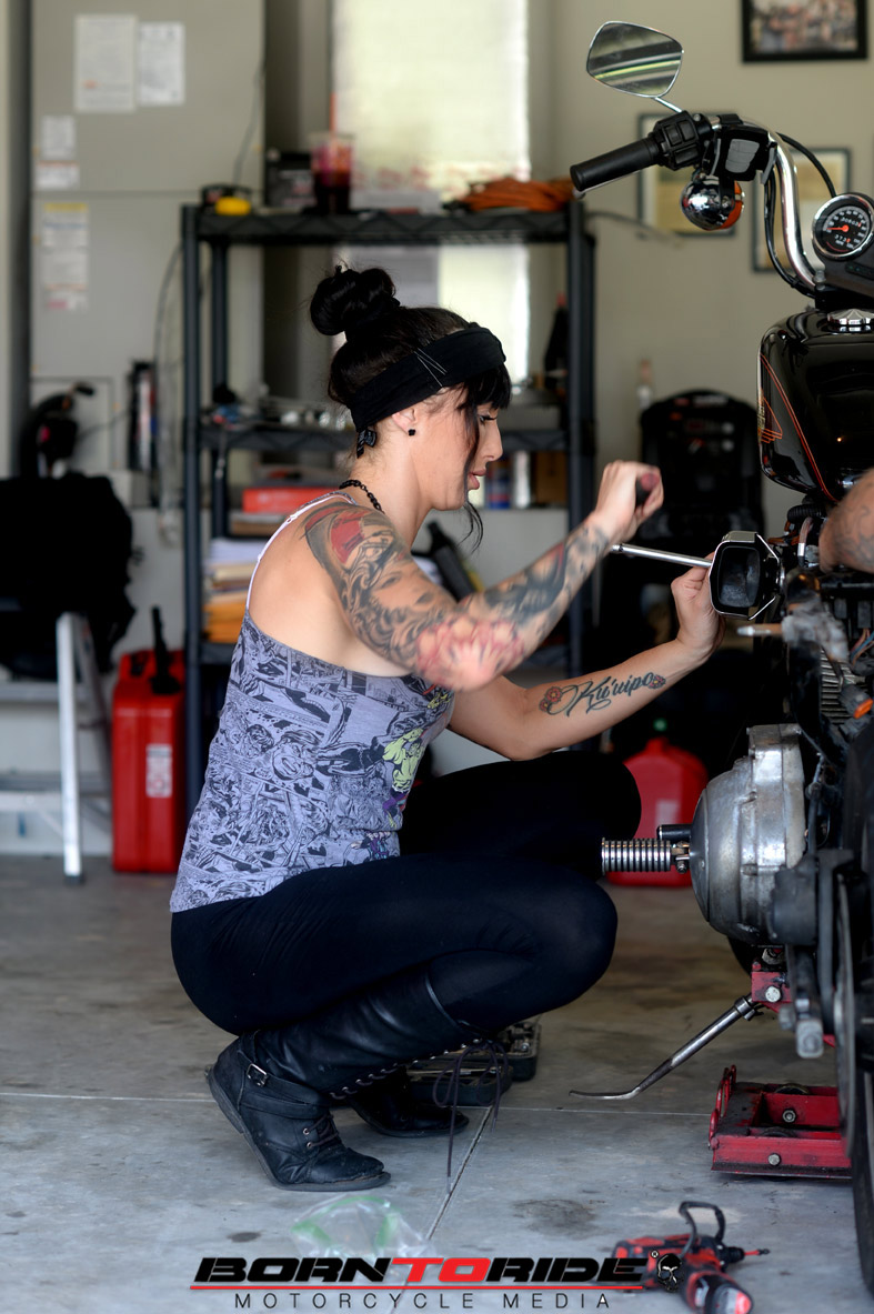 Born To Ride Motorcycle Babe Of The Week Brittany Working On Bike 18 Born To Ride 3785