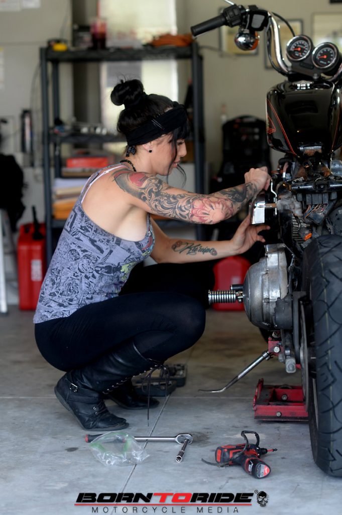 Born To Ride Motorcycle Babe Of The Week Brittany Working On Bike 21 Born To Ride 9343