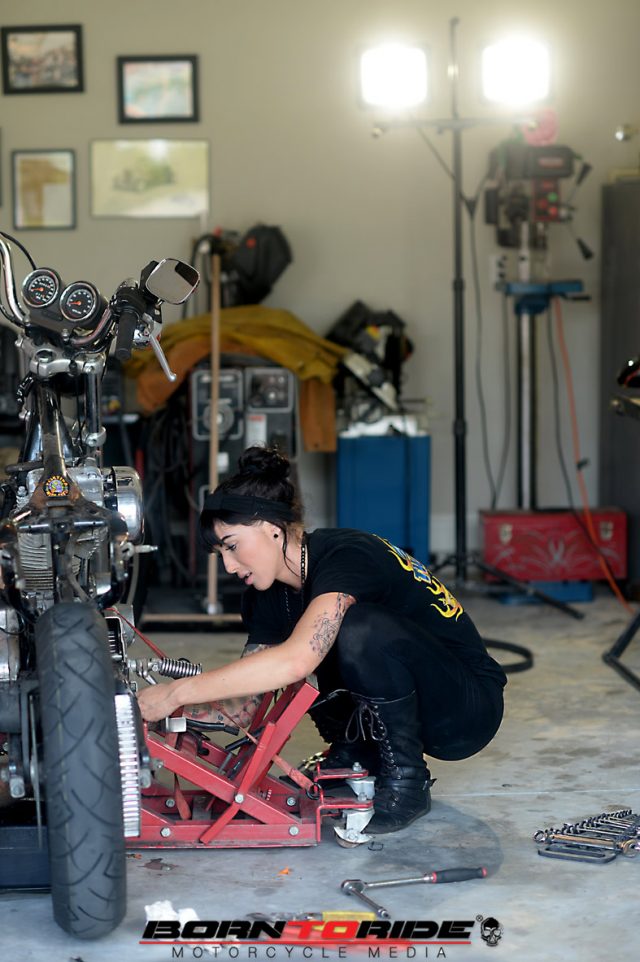 Born To Ride Motorcycle Babe Of The Week Brittany Working On Bike 59 Born To Ride 8828