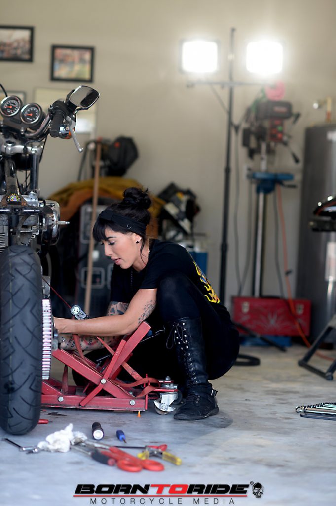 Born To Ride Motorcycle Babe Of The Week Brittany Working On Bike 61 Born To Ride 1259