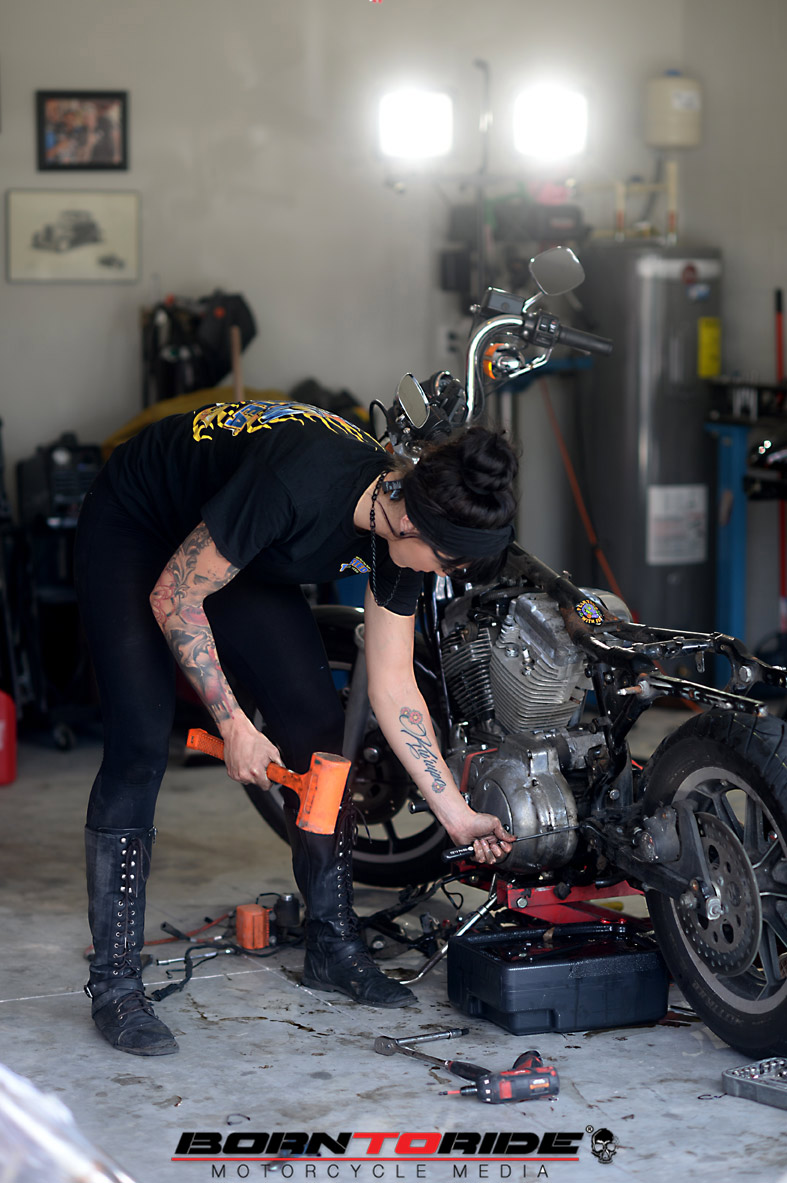 Born To Ride Motorcycle Babe Of The Week Brittany Working On Bike 78 Born To Ride 4341
