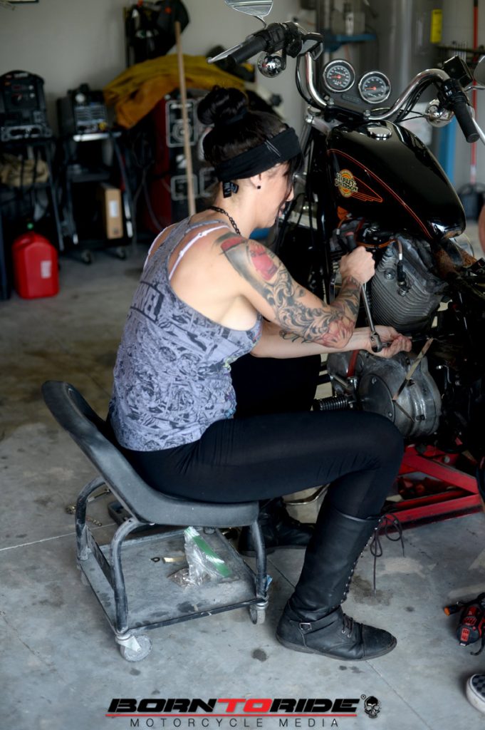 Born To Ride Motorcycle Babe Of The Week Brittany Working On Bike 8 Born To Ride 2442