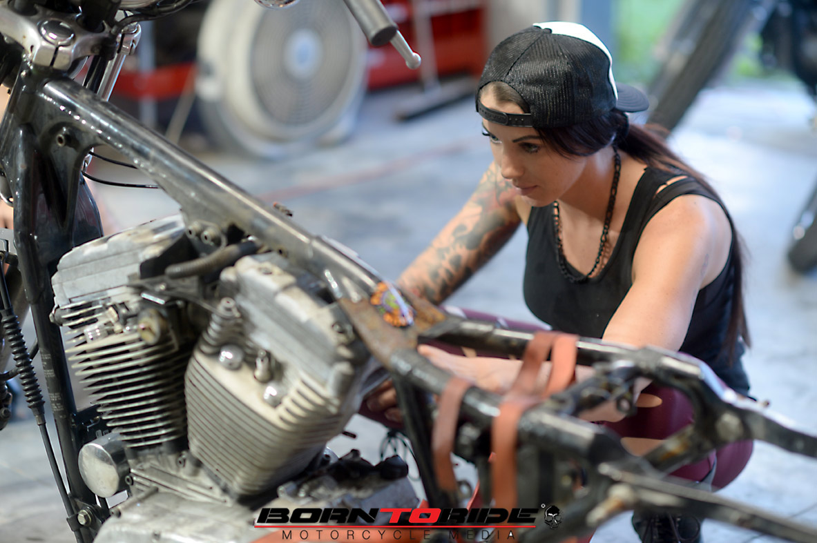 Born To Ride Motorcycle Babe Of The Week Brittany Working On Bike 89 Born To Ride 9549