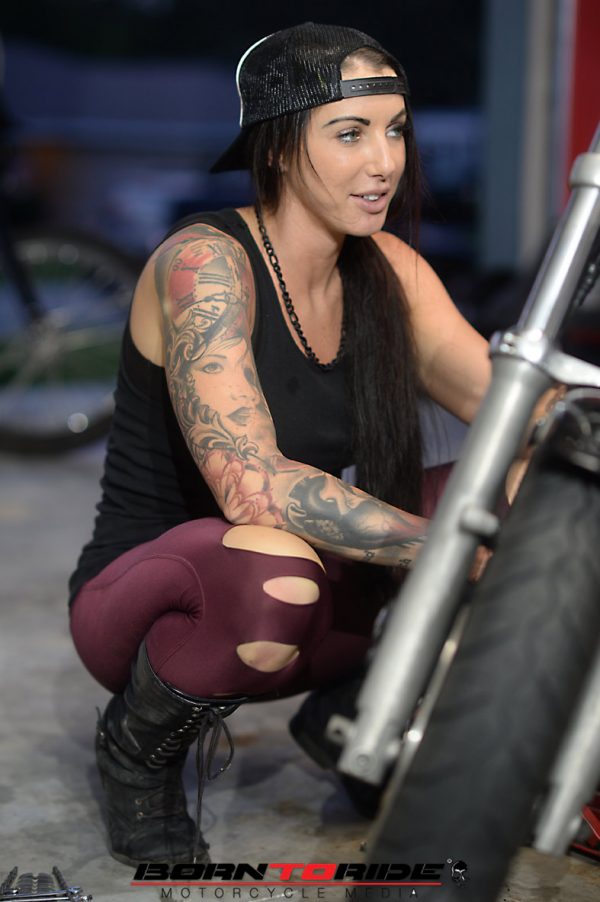 Born To Ride Motorcycle Babe Of The Week Brittany Working On Bike 98 Born To Ride 0737