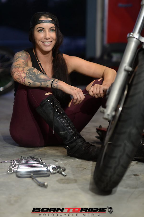 Born To Ride Motorcycle Babe Of The Week Brittany Working On Bike 99 Born To Ride 5670