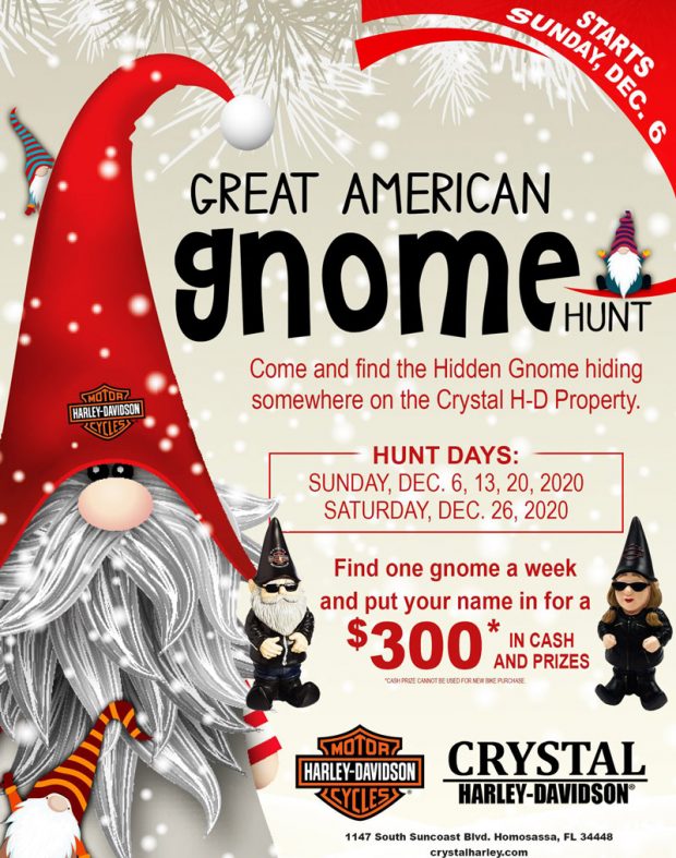 Great American Gnome Hunt at Crystal Harley-Davidson