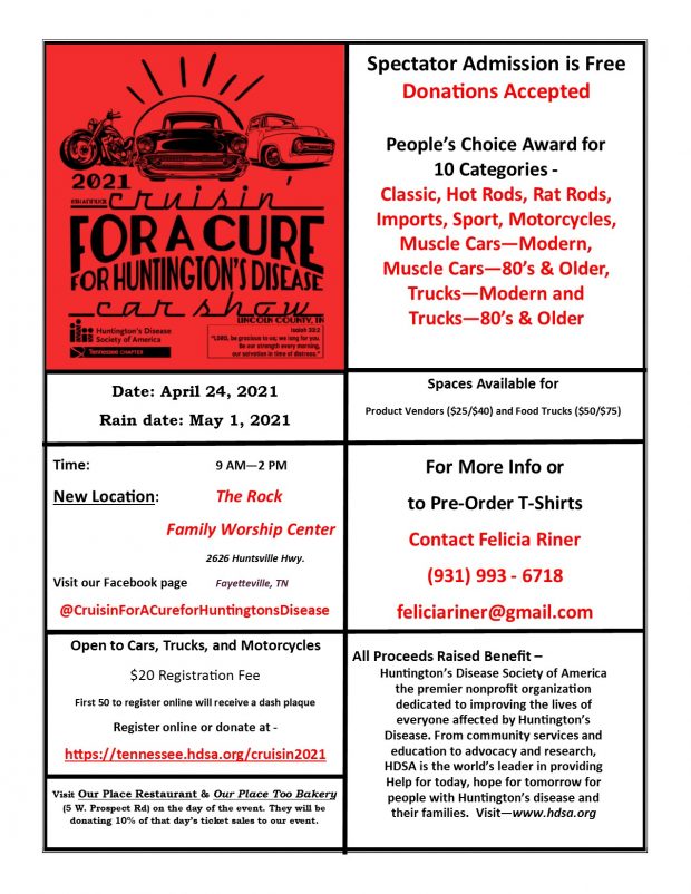 6th Annual Cruisin’ For A Cure For Huntington’s Disease