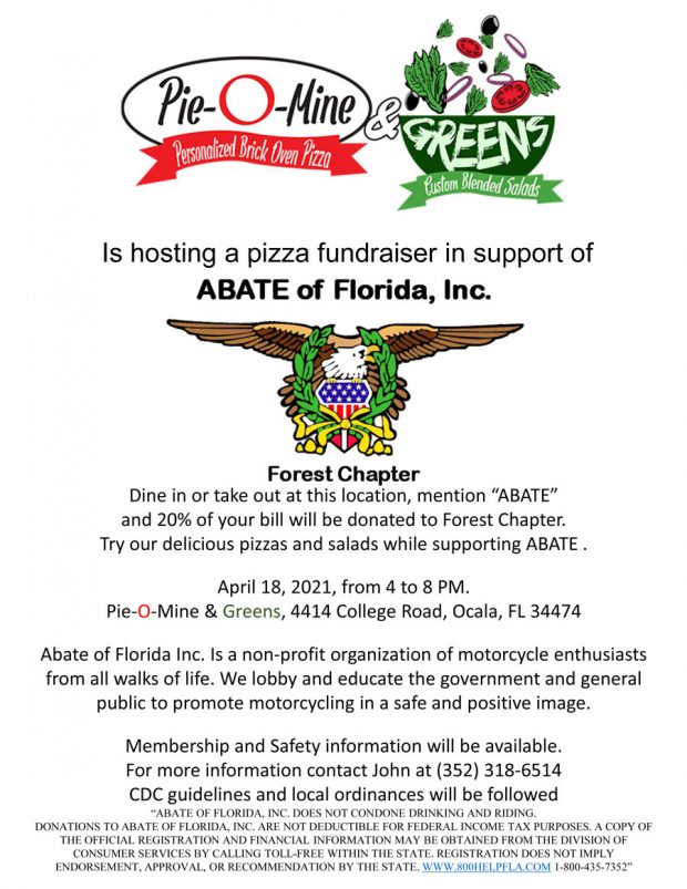 Fundraiser In Support of ABATE of Florida, Inc. Forest Chapter