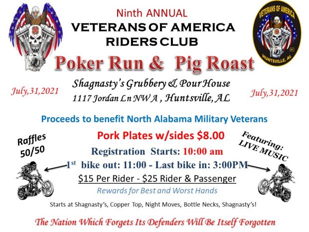 9th Annual Veterans of America Poker Run & Pig Roast