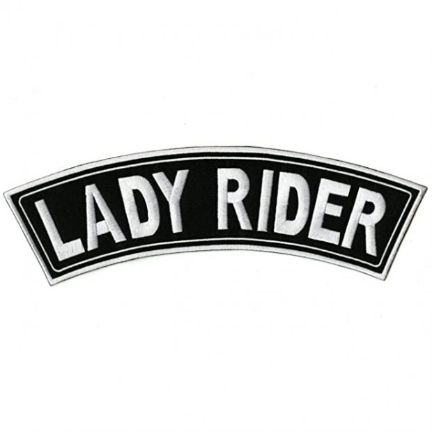 Lady Rider Top Rocker Patch | Double Border | Embroidered Iron On Large | – by Nixon Thread Co. (11″)<BR><BR>VENDOR Product