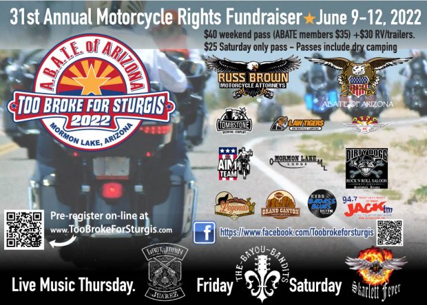 ABATE of Arizona’s 31st Annual Too Broke for Sturgis Rally and Fundraiser