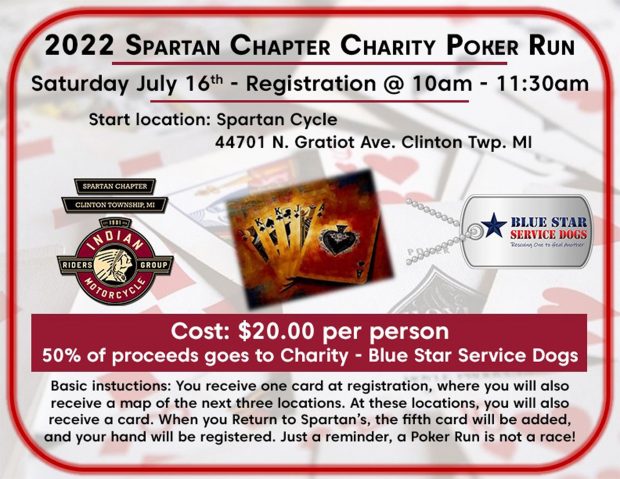 Charity Poker Run for Blue Star Service Dogs for Vets