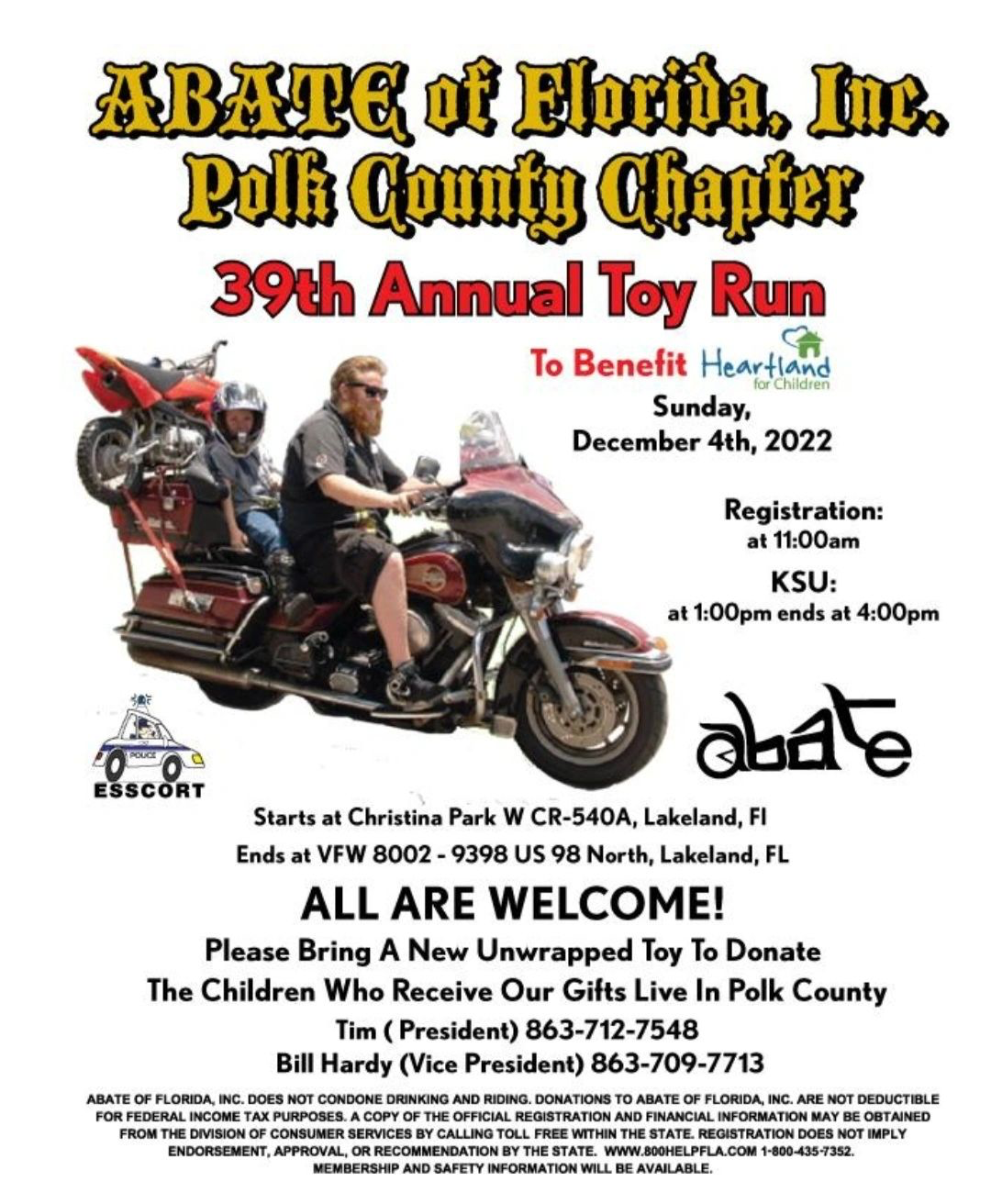 Abate Of Florida, Inc. Polk County Chapter, 39th Annual Toy Run