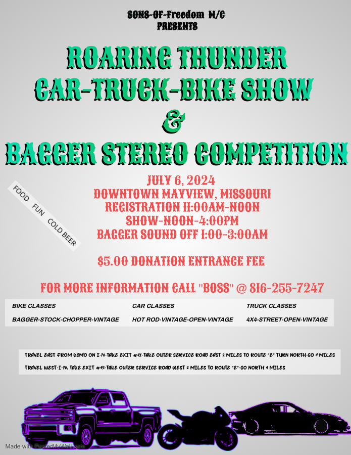 ROARING THUNDER BIKE-CAR AND TRUCK SHOW & BAGGER STEREO COMPETITION