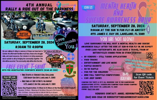 4th Annual Rally & Ride Out of the Darkness – Mental Health & Suicide Awareness