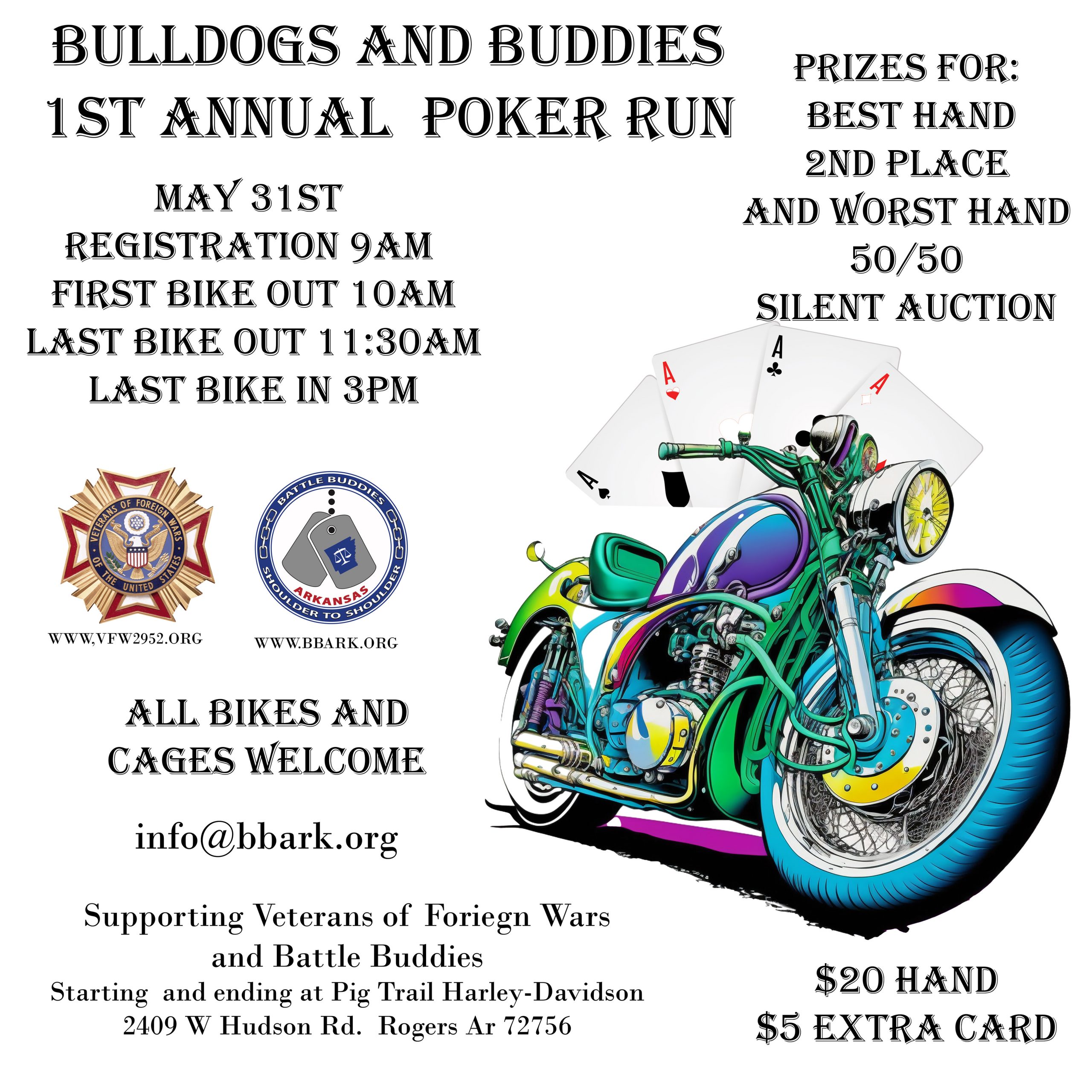 Bulldogs and Buddies 1st annual poker run for the VFW and Battle Buddies
