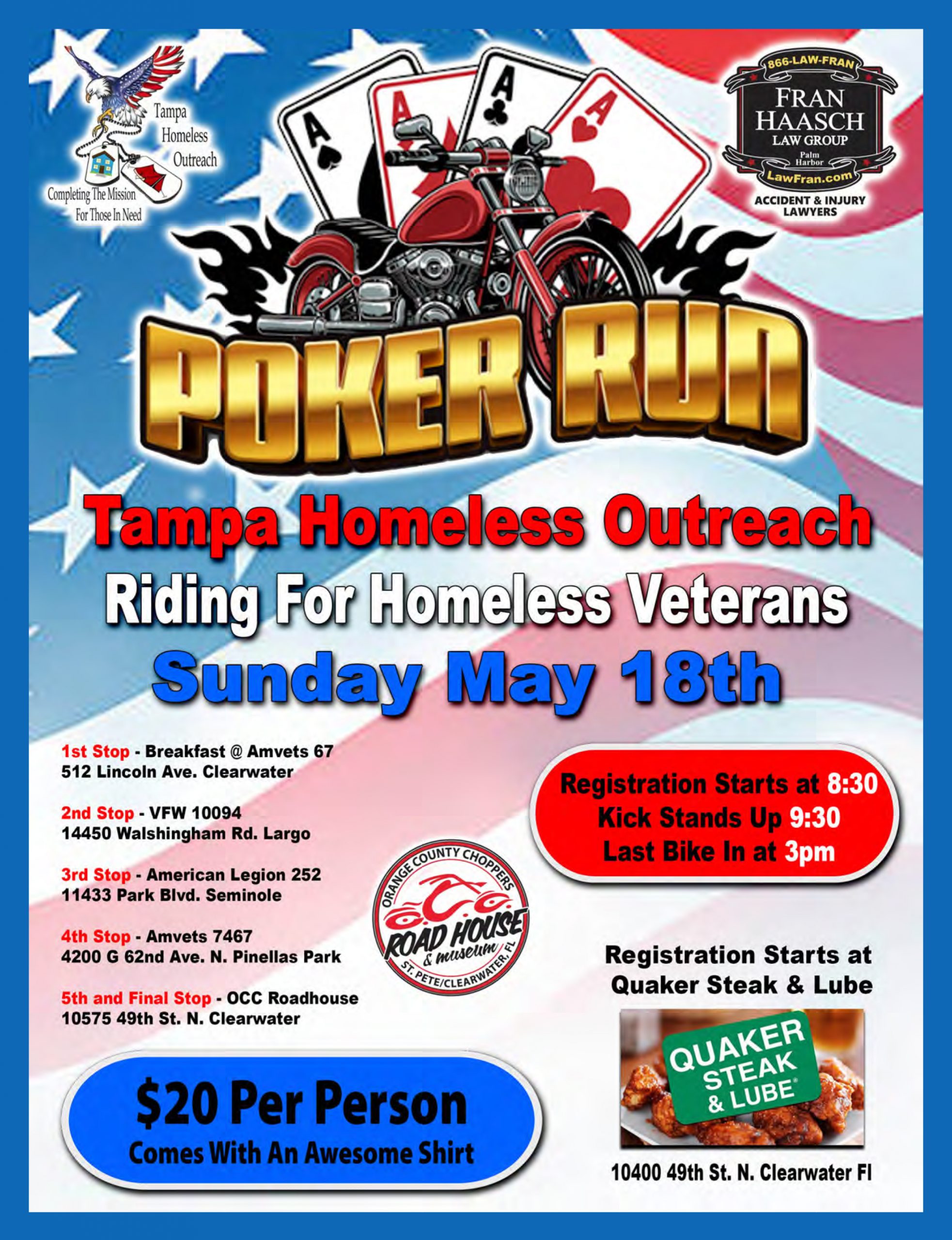 Tampa Homeless Outreach Riding For Veterans 'Poker Run'!