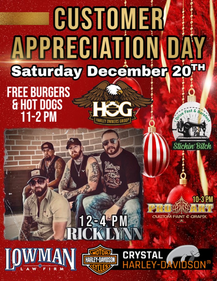 Customer Appreciation Day.  The Rick Lynn Band Live.