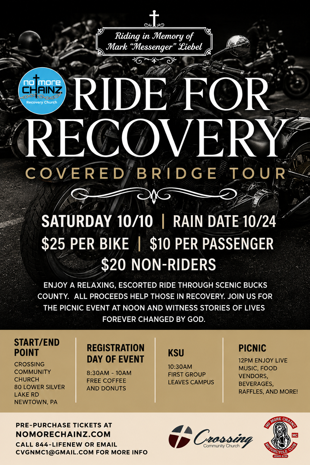 Ride for Recovery Covered Bridge Tour *No More Chainz*